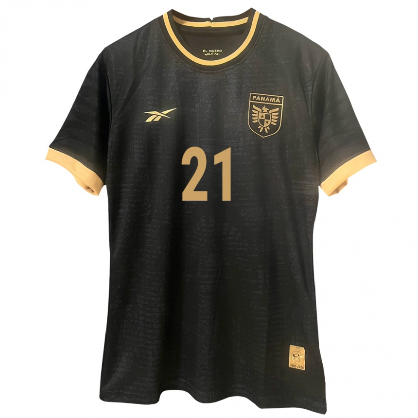 Kids Football Panama Nicole De Obaldía #21 Black Away Jersey 24-26 T-Shirt