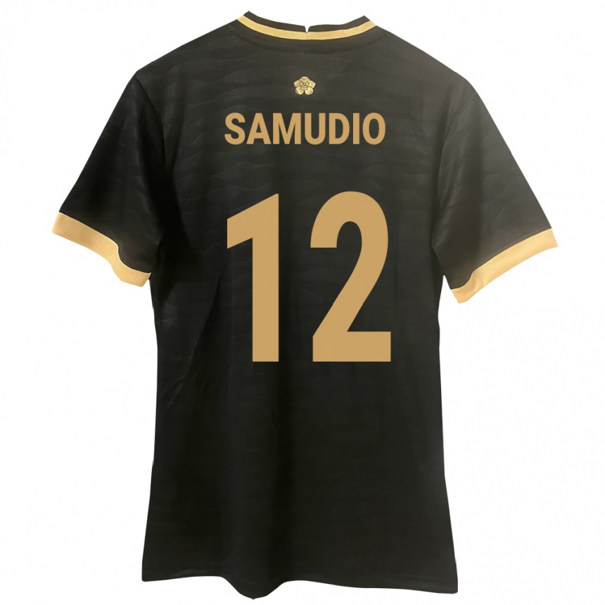 Kids Football Panama César Samudio #12 Black Away Jersey 24-26 T-Shirt