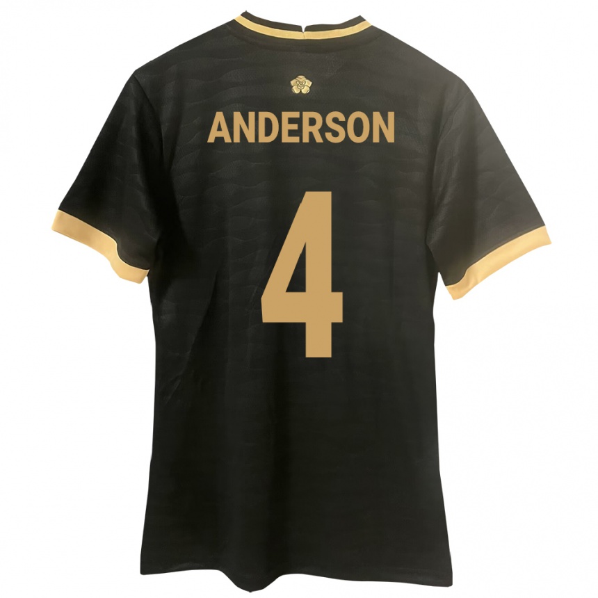 Kids Football Panama Eduardo Anderson #4 Black Away Jersey 24-26 T-Shirt