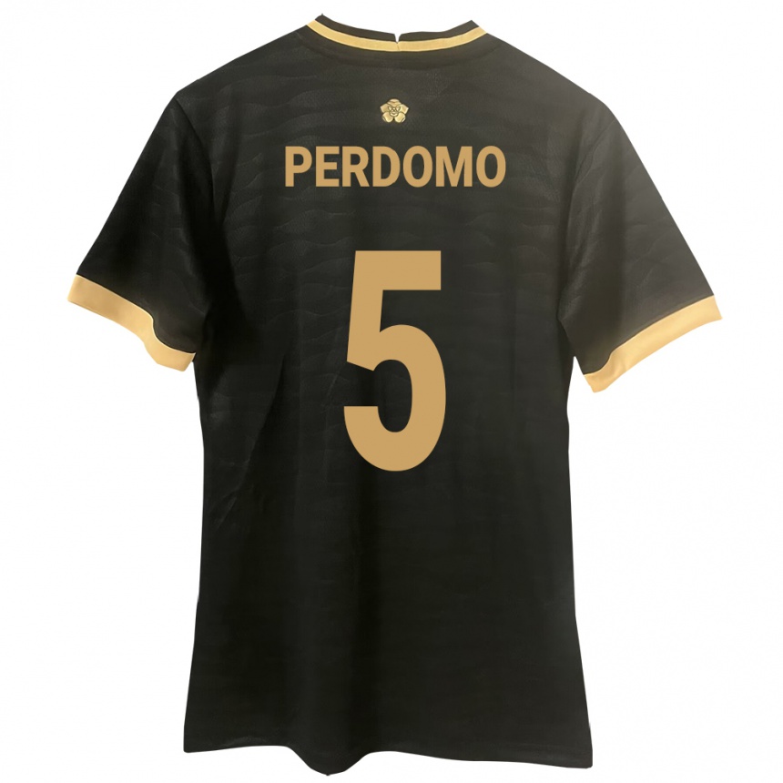 Kids Football Panama Reyniel Perdomo #5 Black Away Jersey 24-26 T-Shirt