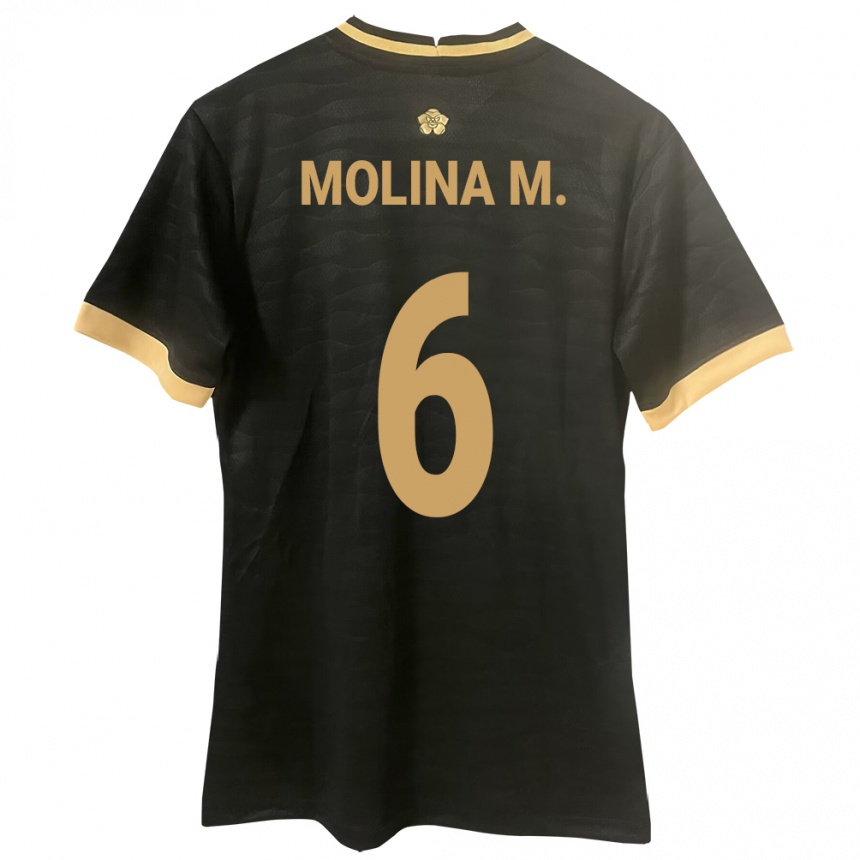 Kids Football Panama Mariana Molina #6 Black Away Jersey 24-26 T-Shirt