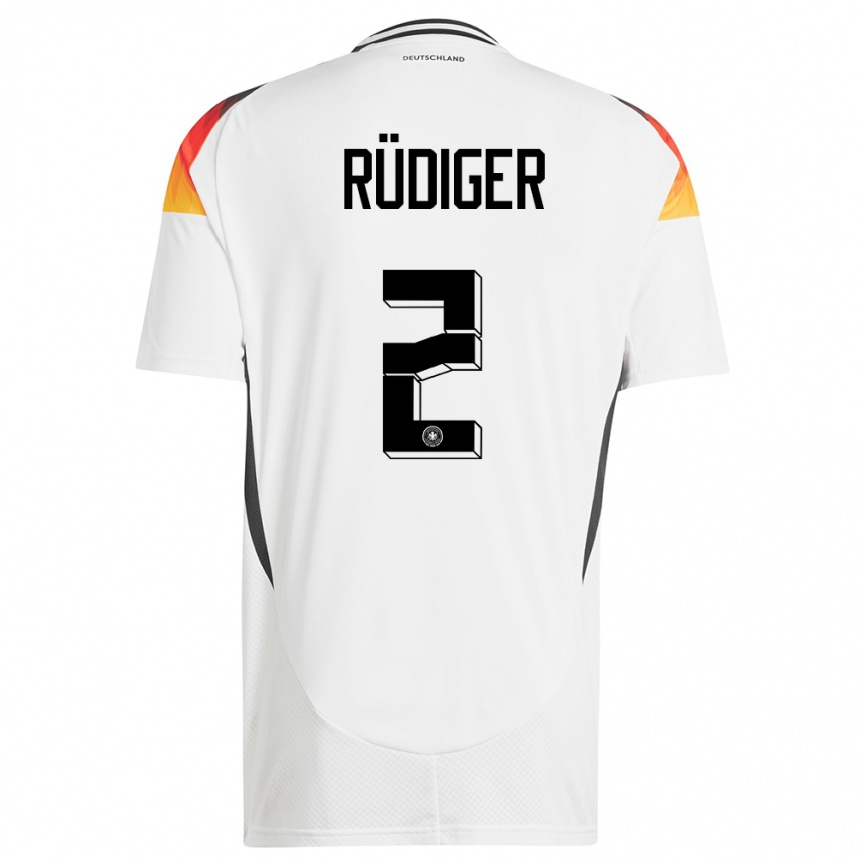 Men Football Germany Antonio Rudiger #2 White Home Jersey 24-26 T-Shirt