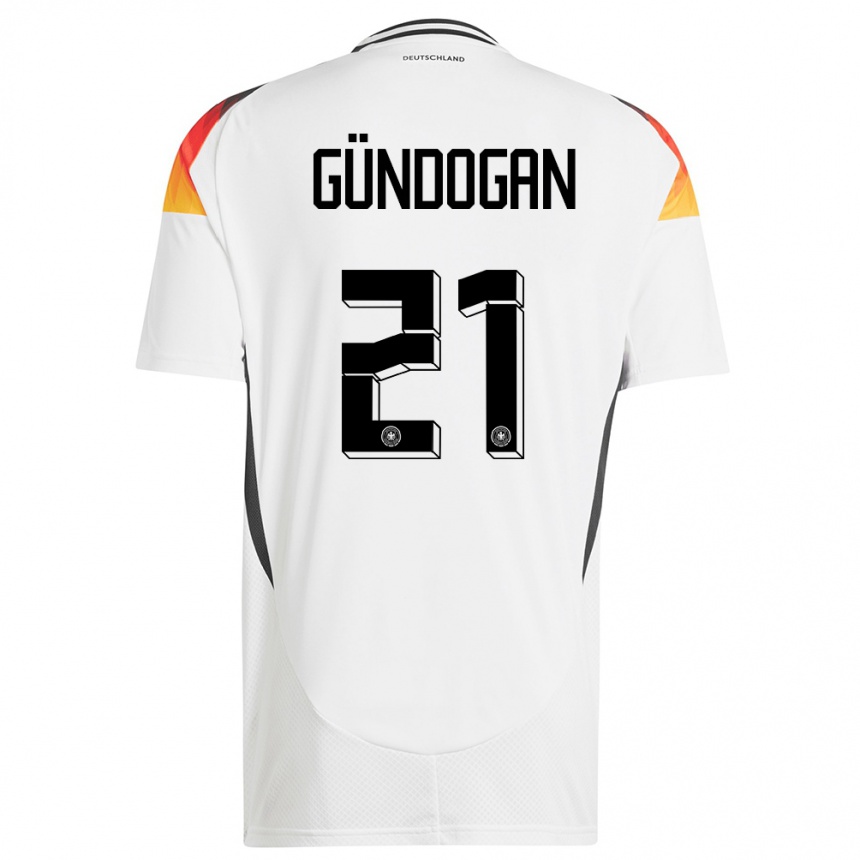 Men Football Germany Ilkay Gundogan #21 White Home Jersey 24-26 T-Shirt