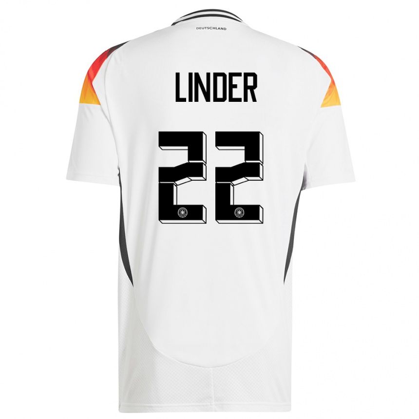 Men Football Germany Sarai Linder #22 White Home Jersey 24-26 T-Shirt