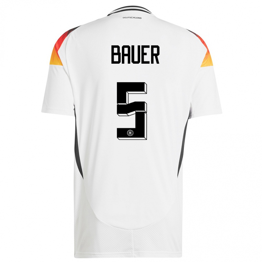 Men Football Germany Maximilian Bauer #5 White Home Jersey 24-26 T-Shirt