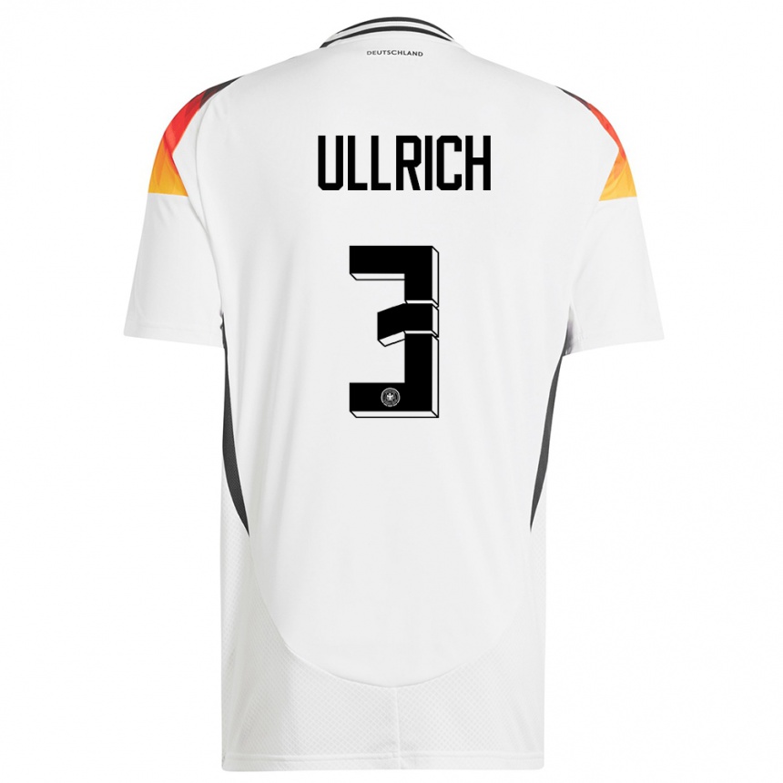 Men Football Germany Lukas Ullrich #3 White Home Jersey 24-26 T-Shirt