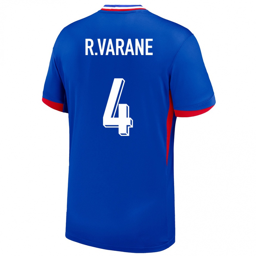 Men Football France Raphael Varane #4 Blue Home Jersey 24-26 T-Shirt