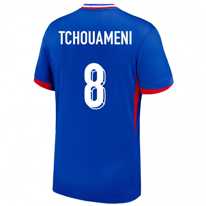 Men Football France Aurelien Tchouameni #8 Blue Home Jersey 24-26 T-Shirt