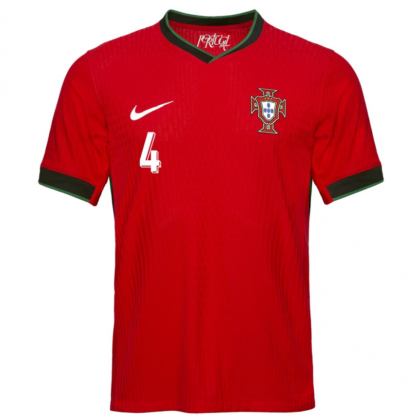 Men Football Portugal Ruben Dias #4 Red Home Jersey 24-26 T-Shirt