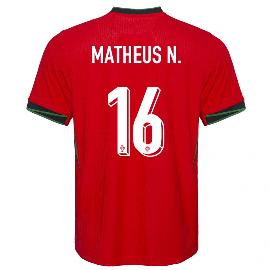 Men Football Portugal Matheus Nunes #16 Red Home Jersey 24-26 T-Shirt