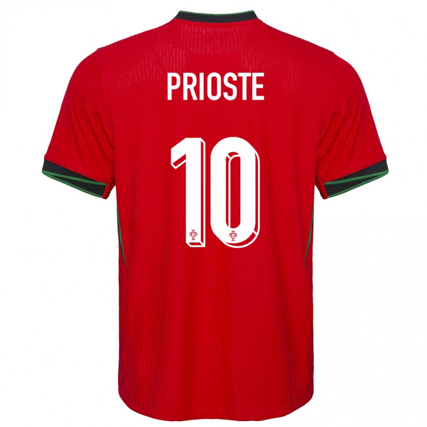 Men Football Portugal Diogo Prioste #10 Red Home Jersey 24-26 T-Shirt