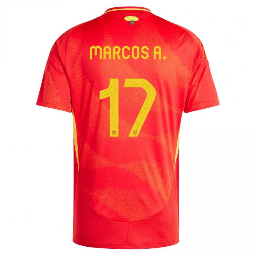 Men Football Spain Marcos Alonso #17 Red Home Jersey 24-26 T-Shirt