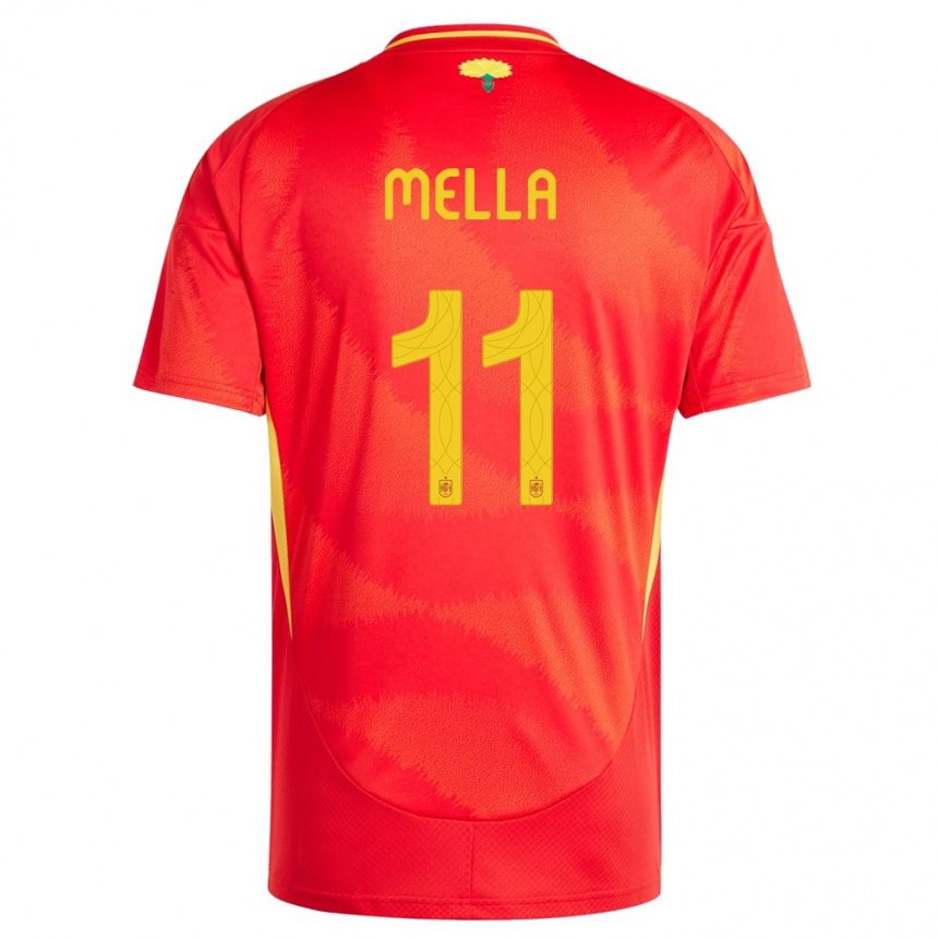 Men Football Spain David Mella #11 Red Home Jersey 24-26 T-Shirt