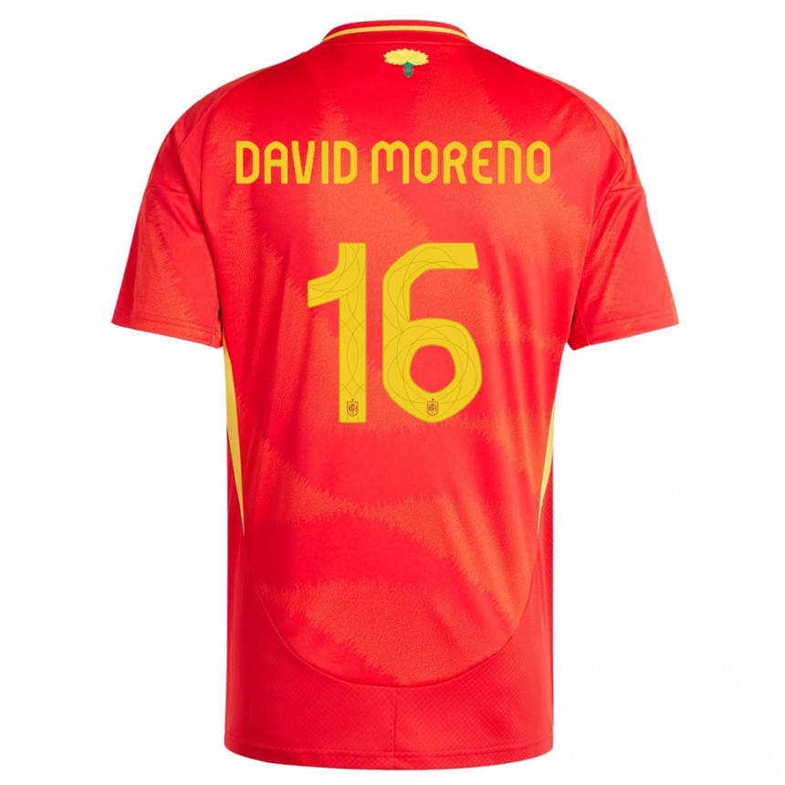 Men Football Spain Antonio David Moreno #16 Red Home Jersey 24-26 T-Shirt