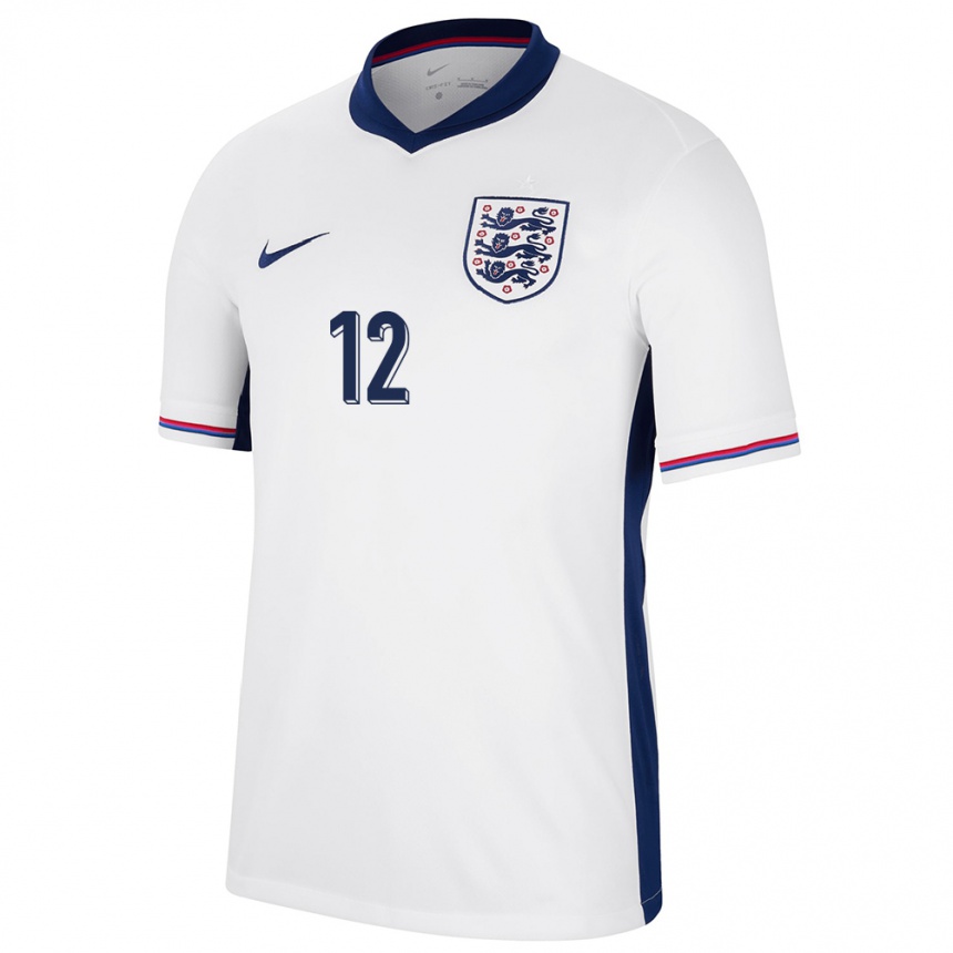 Men Football England Djed Spence #12 White Home Jersey 24-26 T-Shirt