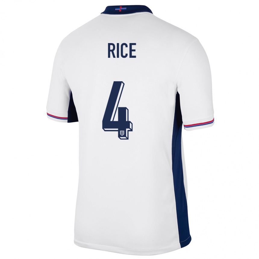 Men Football England Declan Rice #4 White Home Jersey 24-26 T-Shirt