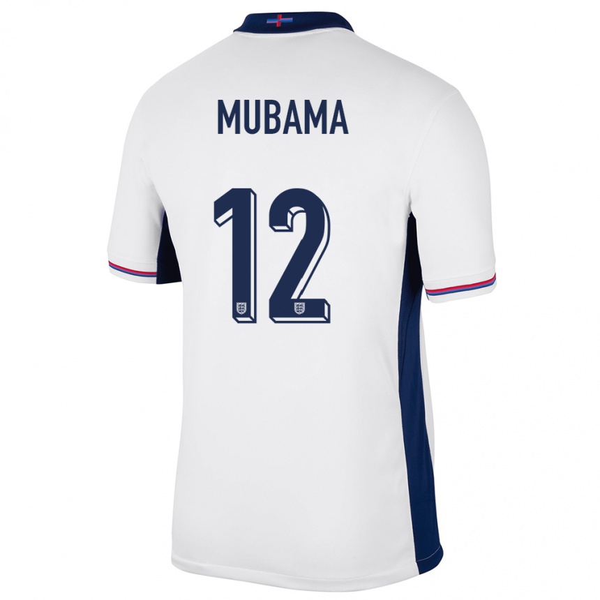 Men Football England Divin Mubama #12 White Home Jersey 24-26 T-Shirt