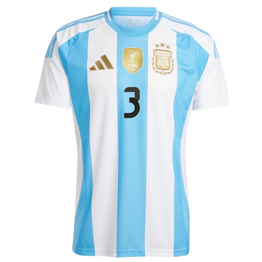 Men Football Argentina Eliana Stabile #3 White Blue Home Jersey 24-26 T-Shirt