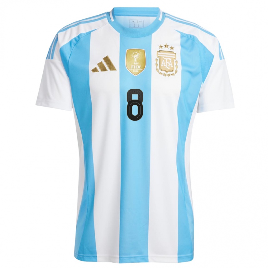 Men Football Argentina Santiago Colombatto #8 White Blue Home Jersey 24-26 T-Shirt