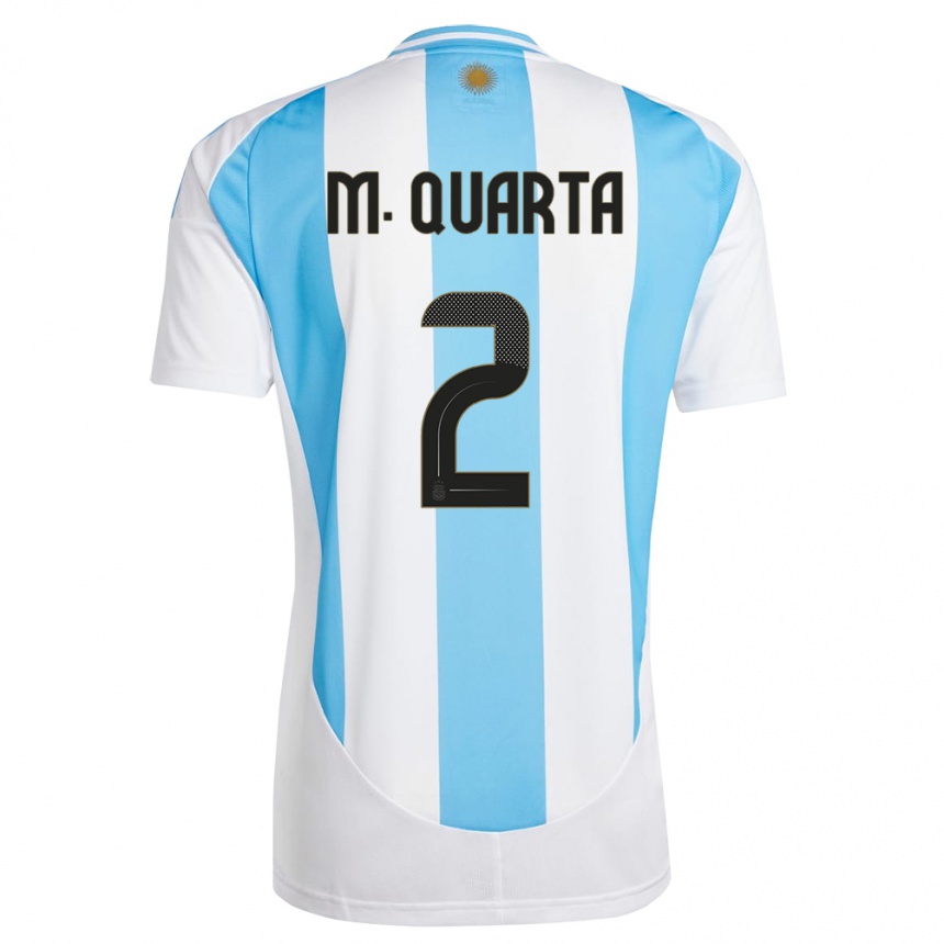 Men Football Argentina Lucas Martinez Quarta #2 White Blue Home Jersey 24-26 T-Shirt