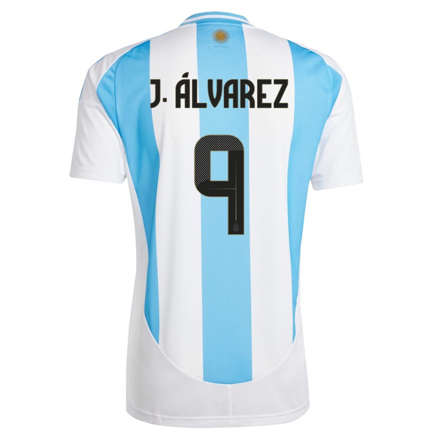 Men Football Argentina Julian Alvarez #9 White Blue Home Jersey 24-26 T-Shirt