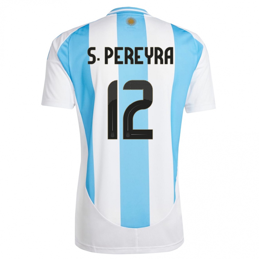 Men Football Argentina Solana Pereyra #12 White Blue Home Jersey 24-26 T-Shirt