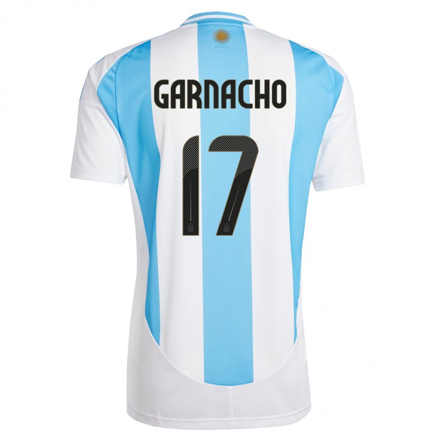 Men Football Argentina Alejandro Garnacho #17 White Blue Home Jersey 24-26 T-Shirt