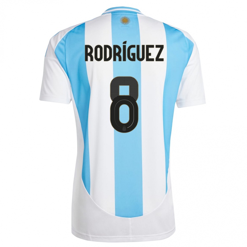 Men Football Argentina Agustin Rodriguez #8 White Blue Home Jersey 24-26 T-Shirt