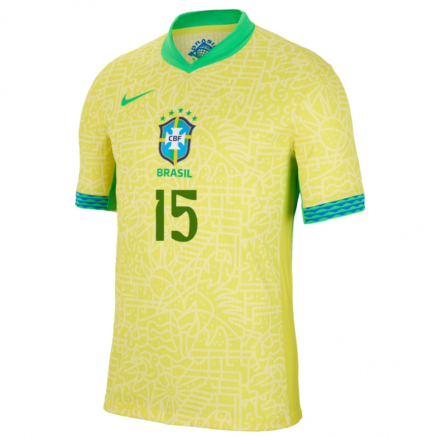 Men Football Brazil Fellipe Jack #15 Yellow Home Jersey 24-26 T-Shirt