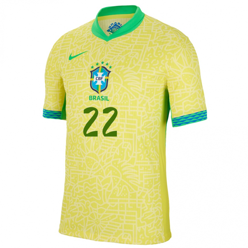 Men Football Brazil Millene #22 Yellow Home Jersey 24-26 T-Shirt