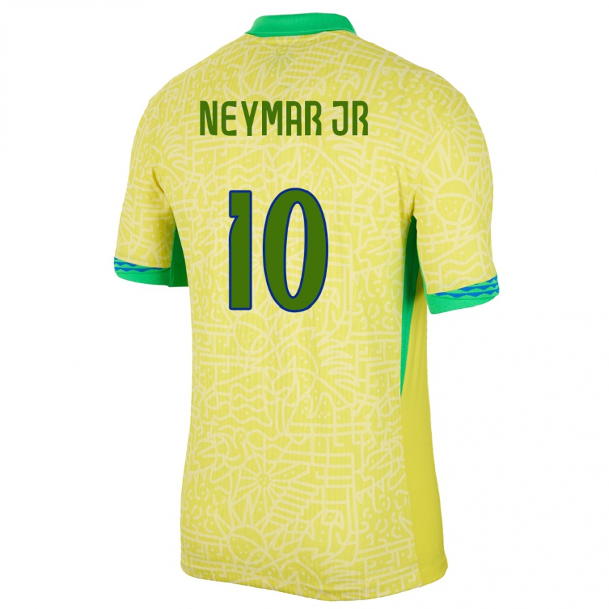 Men Football Brazil Neymar #10 Yellow Home Jersey 24-26 T-Shirt