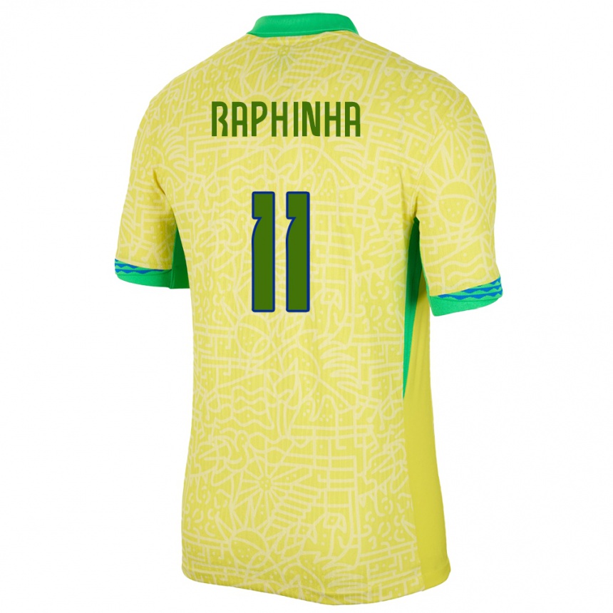 Men Football Brazil Raphinha #11 Yellow Home Jersey 24-26 T-Shirt