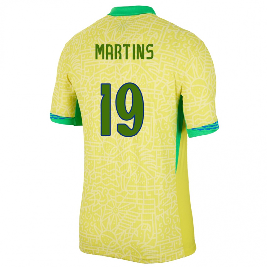 Men Football Brazil Matheus Martins #19 Yellow Home Jersey 24-26 T-Shirt