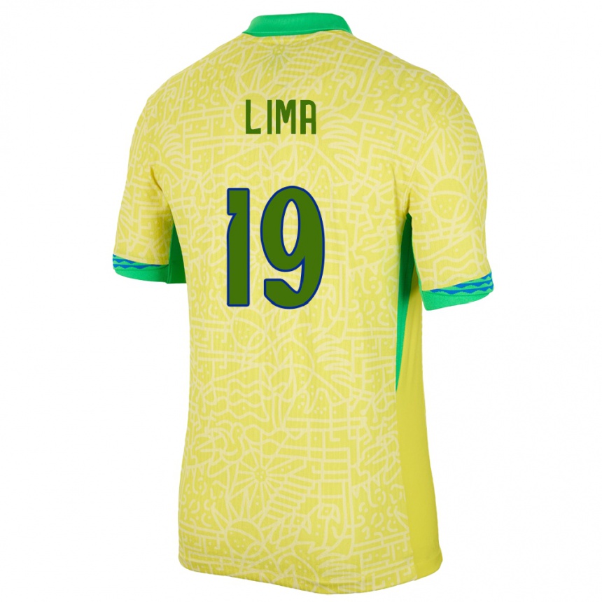 Men Football Brazil Felipe Lima #19 Yellow Home Jersey 24-26 T-Shirt