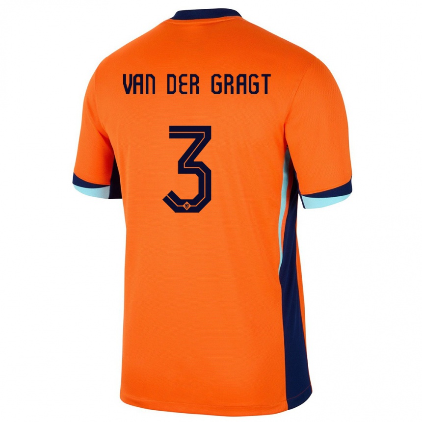 Men Football Netherlands Stefanie Van Der Gragt #3 Orange Home Jersey 24-26 T-Shirt