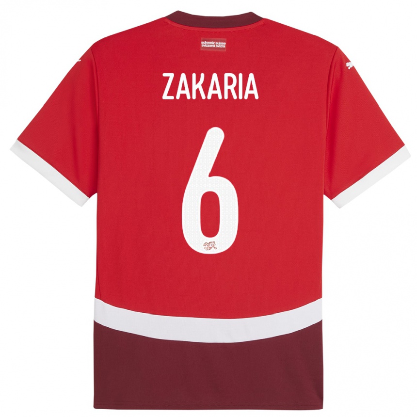 Men Football Switzerland Denis Zakaria #6 Red Home Jersey 24-26 T-Shirt