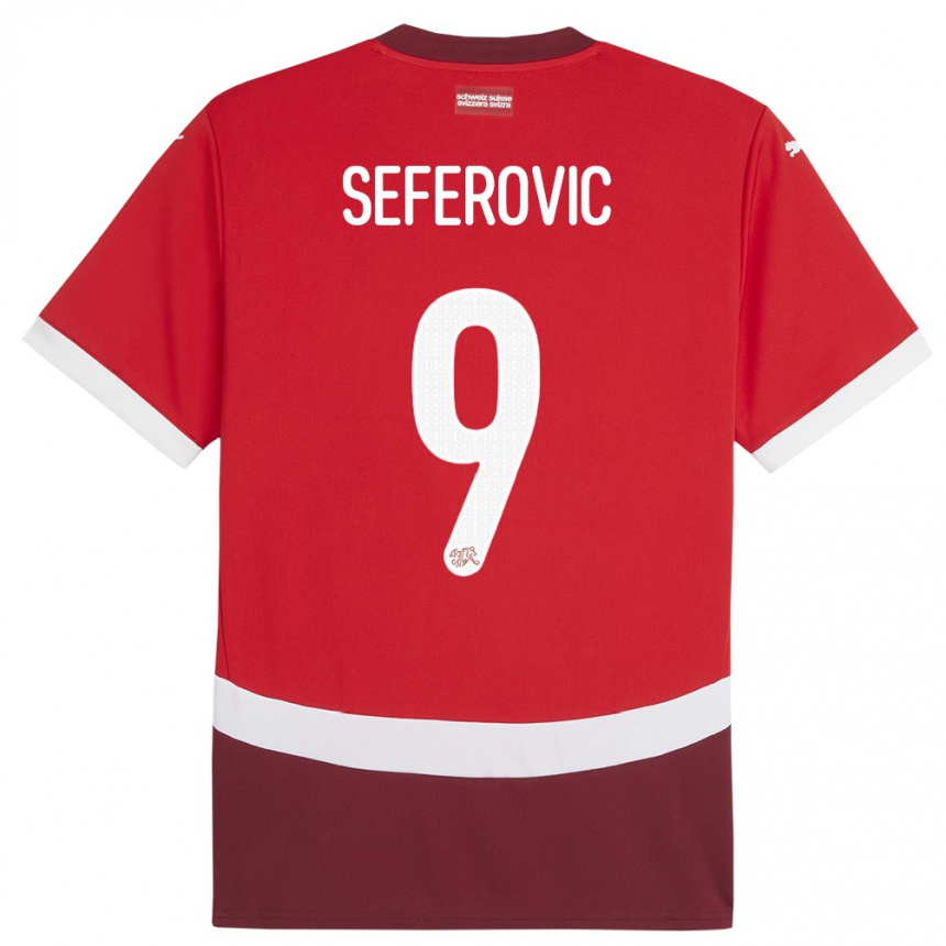 Men Football Switzerland Haris Seferovic #9 Red Home Jersey 24-26 T-Shirt