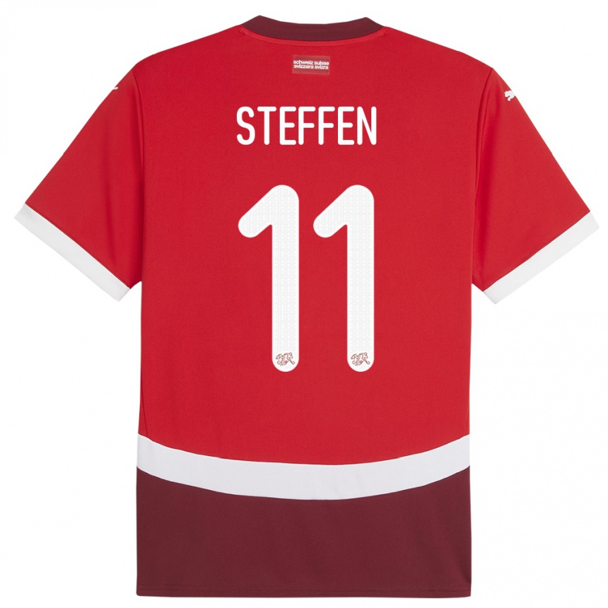 Men Football Switzerland Renato Steffen #11 Red Home Jersey 24-26 T-Shirt