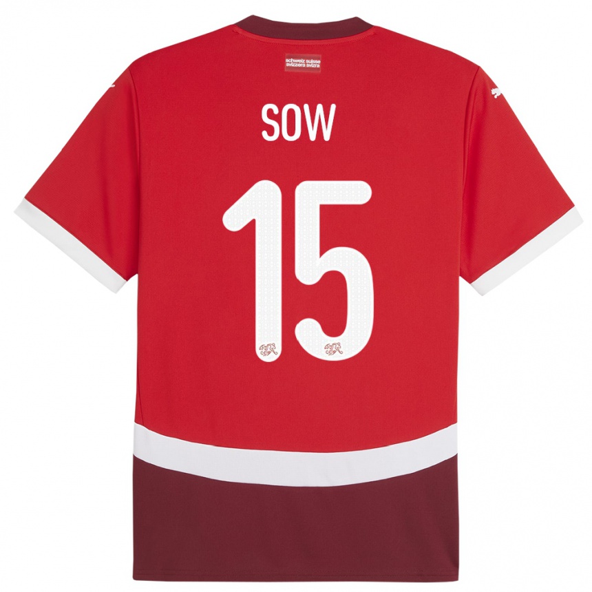 Men Football Switzerland Djibril Sow #15 Red Home Jersey 24-26 T-Shirt