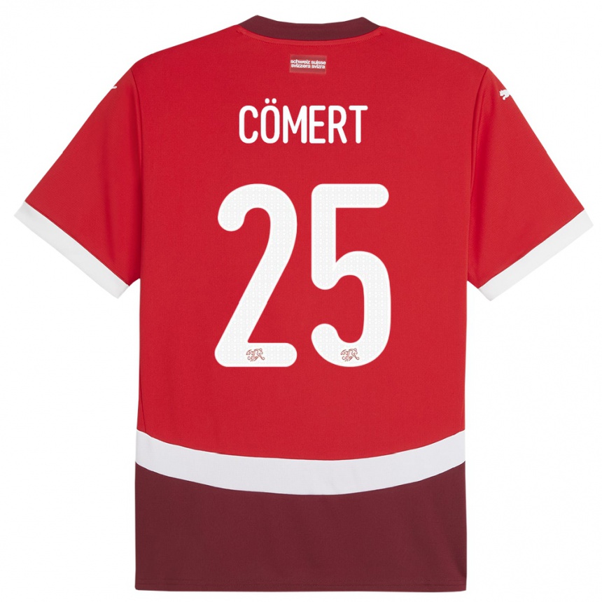 Men Football Switzerland Eray Comert #25 Red Home Jersey 24-26 T-Shirt