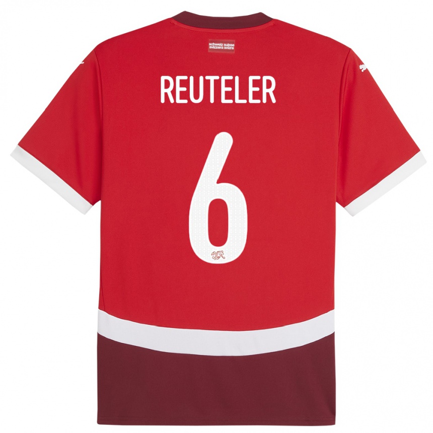 Men Football Switzerland Geraldine Reuteler #6 Red Home Jersey 24-26 T-Shirt