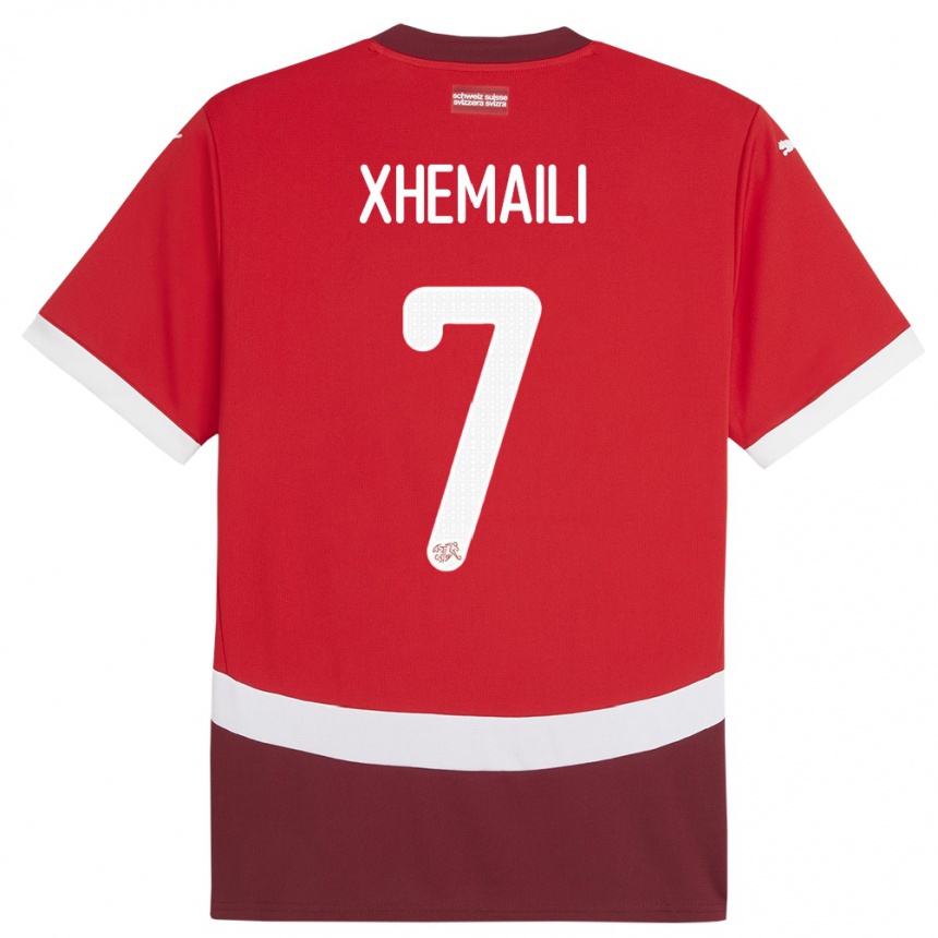 Men Football Switzerland Riola Xhemaili #7 Red Home Jersey 24-26 T-Shirt