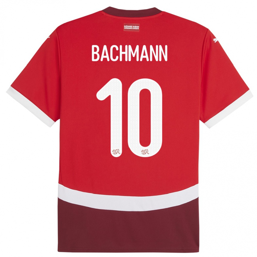 Men Football Switzerland Ramona Bachmann #10 Red Home Jersey 24-26 T-Shirt