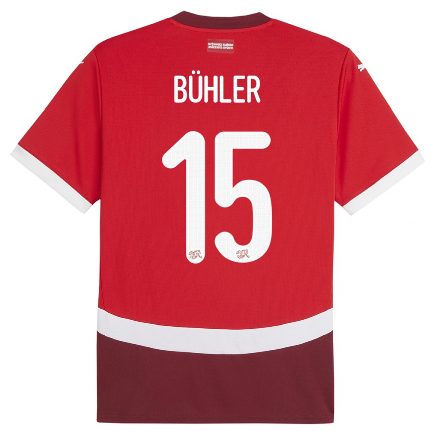 Men Football Switzerland Luana Buhler #15 Red Home Jersey 24-26 T-Shirt