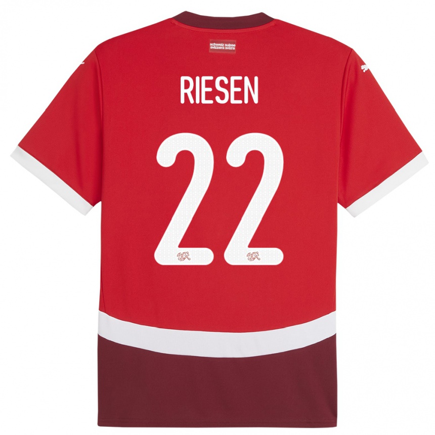 Men Football Switzerland Nadine Riesen #22 Red Home Jersey 24-26 T-Shirt