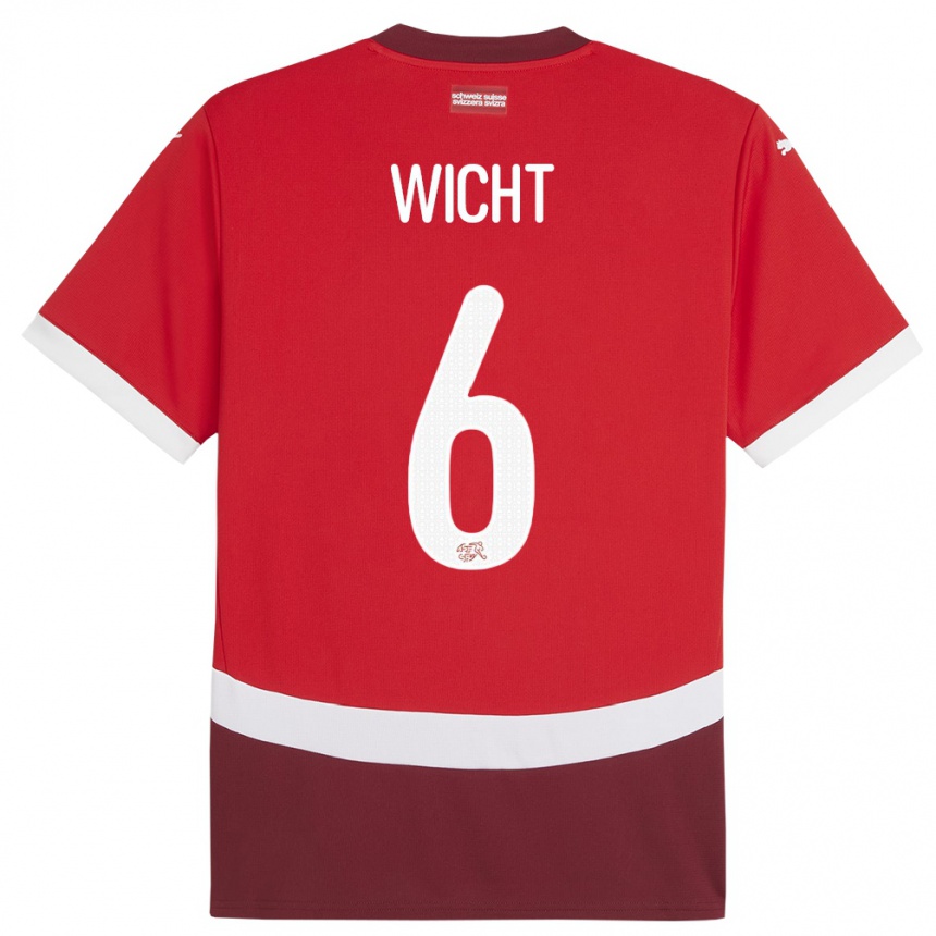 Men Football Switzerland Nathan Wicht #6 Red Home Jersey 24-26 T-Shirt