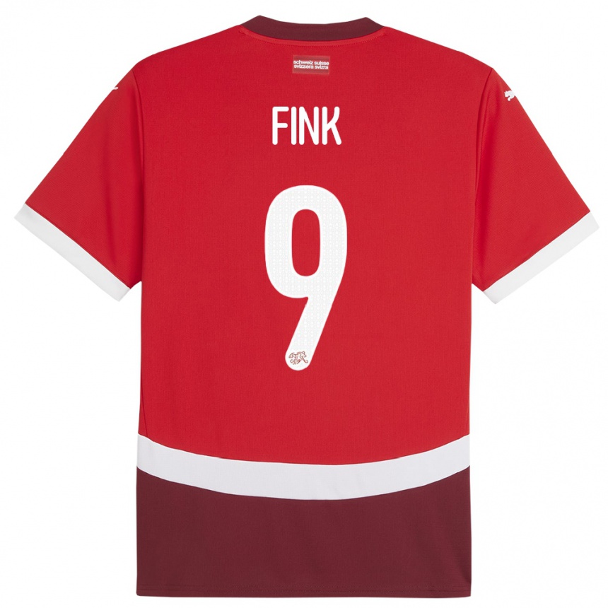 Men Football Switzerland Bradley Fink #9 Red Home Jersey 24-26 T-Shirt