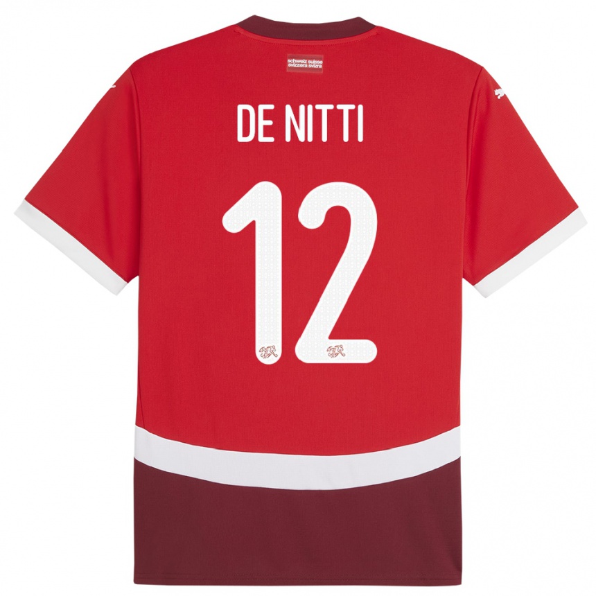 Men Football Switzerland Gianni De Nitti #12 Red Home Jersey 24-26 T-Shirt