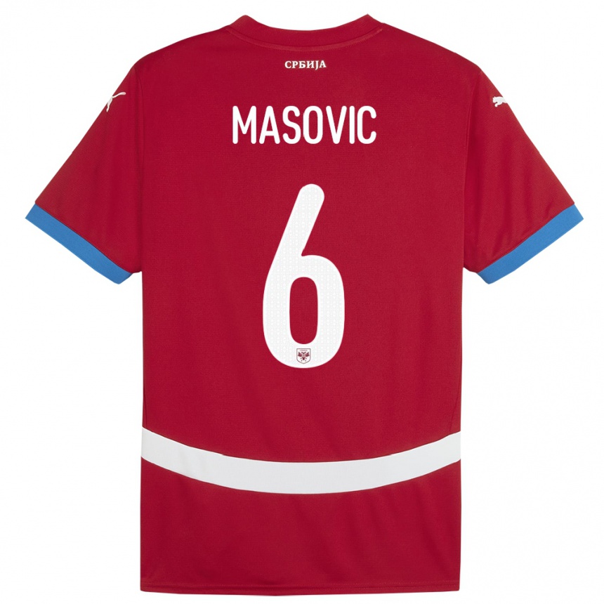 Men Football Serbia Erhan Masovic #6 Red Home Jersey 24-26 T-Shirt