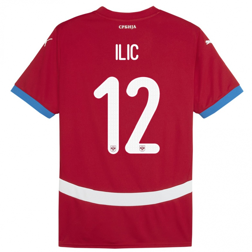 Men Football Serbia Marko Ilic #12 Red Home Jersey 24-26 T-Shirt